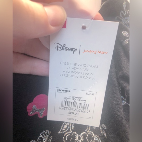 Jumping Beans Disney Minnie Mouse black/pink/silver ruffle hem skirt, 4T - Picture 4 of 4